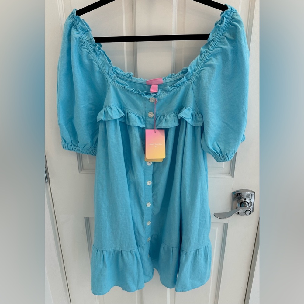 Stoney Clover Lane Aqua Ruffled Mini Dress
